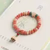 Pulseira de Sementes de Bodhi Rosa Flor de Pessegueiro Natural Estilo Montanha Putuo para Mulheres, Contas de Oração de Raiz de Bodhi, Contas de Oração Colecionáveis