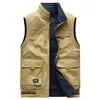 Chaleco Reversible 9860 para Hombre Algodón Puro Bolsillos Múltiples Primavera y Otoño Chaleco Fotografía al Aire Libre Chaleco Talla Grande para Hombre
