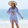Mingyi Moda Nova Sexy Europeu e Americano Biquíni BIKINI Conjunto de Três Peças Roupa de Banho Feminina Multicor Roupa de Banho Estampada de Alto Padrão