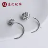 Aretes Shambala Personalizados de Plata Pura S999, Aretes de Bola Redonda Completamente Diamantados, Aretes Espirales, Aretes de Tornillo con Pedrería, Accesorios para Orejas