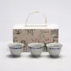 Taza de té plateada Moji tres en uno azul y azul color bajo vidriado hecho a mano taza de té de cerámica verde antiguo taza de regalo casual