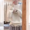 Suéter Jersey de Encaje Estilo Coreano para Mujer Otoño e Invierno Grueso de Alta Gama Estilo Lazy Top Suéter Interior