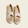 Zapatos Mary Jane Franceses de Flor de Camelia para Mujer Nuevos Zapatos de Ballet Slip-On con Falda Estilo Pequeño Fragante Zapatos de Talla Pequeña
