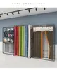 Estante de exhibición para cortinas, estante para colgar muestras de tela, soporte de piso para sala de exposiciones, cojín, versión de papel tapiz, barra oscilante