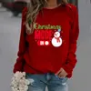 Nueva Sudadera de Navidad para Mujer Manga Larga Muñeco de Nieve Navideño Holgada Estampado Merry Christmas