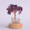 Base de Luz Blanca USB Alambre de Cobre de Cristal Blanco Árbol de Grava Atrae Fortuna Adorno de Escritorio para Oficina en Casa Amatista
