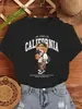 Camiseta de Mujer Estampado de Oso Calle California Moda Casual Moda Algodón Ropa Suelta Cuello Redondo Manga Corta