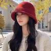 Gorro de Pescador Tejido de Otoño e Invierno Moda Versátil Circunferencia de Cabeza Grande Gorro de Cubo de Lana Cálido A prueba de Viento Sencillo Temperamento Gorro de Cubo