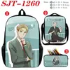 Juego de espías casa de muñecas anime periférico mochila estudiante conjunto de tres piezas al por mayor mochila bidimensional Bolso de Hombro Estuche para Lápices