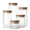 Frasco de Almacenamiento Sellado de Vidrio de Alto Borosilicato con Tapa de Bambú Frasco para Almacenar Granos y Condimentos de Cocina Frasco de Gran Diámetro a Prueba de Humedad y Conservador