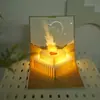 Cartão de Cumprimentos de Aniversário com Luz Musical Estéreo 3D Presente de Aniversário Cartão Dobrável com Coração Luminoso Bênção de Bolo Cartão de Cumprimentos