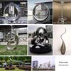 Escultura de aço inoxidável personalizada, ornamentos de anel de paisagem aquática, criativo, moderno, minimalista, paisagem, abstrato, parque, casa, comunidade