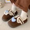 Sapatos de Algodão Femininos de Inverno Retrô Divertidos Temáticos de Urso com Forro de Lã Quente Cobertura Total para Exterior Estilo Birkenstock Tendência Ins