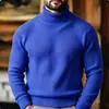 2026 Outono/Inverno Transfronteiriço Novo Suéter Masculino Simples de Cor Sólida Tricô Moda Jovem Casual Gola Alta Camisa Básica