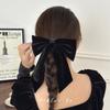 Horquilla de terciopelo coreano de alta calidad con lazo de terciopelo negro, horquilla para el pelo, horquilla de media anilla, horquilla para otoño e invierno.