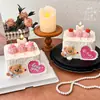 214 Decoración para Pastel del Día de San Valentín Tarjeta de Corazón Arco de Cupido Oso con Arco Vela de Cereza para Insertar
