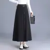Falda de lana elegante de color liso para mujer, nuevo modelo otoño/invierno 2026, de cintura alta, falda línea A adelgazante con caída, que cubre la cadera, falda de dobladillo amplio