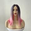 Aliexpress Peruca Marrom Estilo Europeu e Americano Cabelo Longo Liso Fibra Sintética Repartição Central Cor Gradiente Fibra de Alta Temperatura Fabricante de Penteados em Estoque