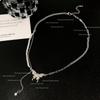 Collar de Borla de Mariposa Zircón Lujo Ligero Nicho Chica Celebridad de Internet Coreana Super Hada Cadena Clavícula Cadena de Collar Refinada de Alta Gama