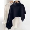 Corea del Sur Invierno Nuevo Cómodo Cuello Alto Chal Capa Exterior Suéter Cálido de Hilo Tejido para Mujer Blusa Cruzada Bufanda