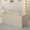 Mostrador de caja registradora de esquina estilo crema, mostrador de barra de recepción pequeño, escritorio de recepción moderno simple para tiendas de ropa, mostrador en forma de L
