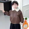 Jaqueta de Couro PU com Pelúcia de Inverno para Meninos 2026 Novo Casaco de Algodão Cool Outono/Inverno Jaqueta de Couro Espessa para Bebê