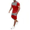 Europa Transfronteriza Nueva Tendencia de Calle de Verano Camiseta de Cuello Redondo con Impresión Digital 3D Conjunto Holgado de Manga Corta para Hombre Venta al por Mayor