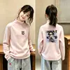 Blusa de base para meninas outono e inverno média e grande crianças meninas bebê roupa íntima gola alta estilosa infantil quente top t