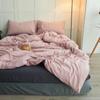 Estilo Japonês Algodão Lavado Algodão Conjunto de Quatro Peças Simples Capa de Colcha de Algodão Risca de Giz Conjunto de Quatro Peças Lençol de Cama Cobre-Leito Primavera