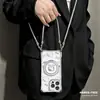 Capa fofa de gato adequada para iPhone 17 Pro Max, capa de celular Apple com cordão de quatro cantos, alça transversal, suporte para iPhone 15, 16, 14, 13