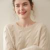 Suéter de Cashmere Espesso com Gola Redonda e Trançado de Três Fios para Mulheres 2025 Outono e Inverno Macio e Solto Estilo Preguiçoso Suéter para Usar por Baixo