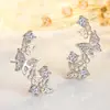 Pendientes de lazo de estilo coreano, moda creativa, elegantes, con diamantes, largos, de oro rosa, con mariposas danzantes creativas.