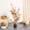 Planta Verde Artificial en Maceta Estilo Nórdico Árbol de Eucalipto Planta Artificial Grande Adorno Decoración de Interior Árbol de Hojas de Dinero Bonsái