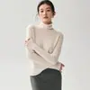 Suéter de cachemira con cuello alto para mujer, pieza única de cachemira, sin costuras, cuello alto, holgado, capa interior, camisa base de punto, suéter, moderno