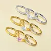 Set de Anillos de Zirconia con Forma de Corazón que No se Desvanecen, Set de Tres Piezas de Anillo de Acero Inoxidable Transfronterizo Amazon, Venta al por Mayor de Fabricante, No se Desvanece