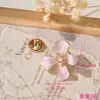 Broche de Lapela Flor Esmaltada com Gradiente Fresco e Simples, Botão Anti-Exposição de Pérola Pequeno e Delicado, Broche Versátil para Camisa de Trabalho