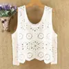 Nuevo chaleco de punto de algodón hueco retro artístico 2023 para mujer, prenda exterior holgada, chaleco de ganchillo adelgazante