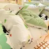 Nuevo Juego de Ropa de Cama de Algodón Puro Dibujos Animados Cuatro Piezas ins Lindo Todo Algodón Funda Nórdica Individual Juego de Sábanas Tres Piezas Venta al por Mayor