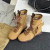 Botas de boxeo vintage versátiles de gamuza para mujer con correas y cremallera lateral, adecuadas para uso en exteriores, senderismo y estilo de entrenamiento alemán Botas Martin