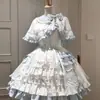 Muñeca de ventana muñeca azul y blanca sentido chica dulce amor capa JSK falda pastel diario de vuelo lolita