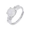 Anillo de calcedonia natural en plata de ley 925 para mujer, con forma de huevo, fideos de huevo, jade de hielo alto, huevo de paloma, estilo tranquilo, nuevo anillo de diamantes de imitación de estilo chino.