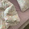 Juego de tres piezas de hilo de algodón de doble capa estilo Ins Una funda de almohada floral de gasa de algodón puro respetuosa con la piel un par de sábanas de color sólido