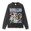 Sudadera con capucha y cuello redondo de algodón grueso con estampado vintage C Luo de fútbol transfronterizo estadounidense
