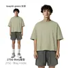 Cai Xiang Island Ropa para Hombre 275g Holgada Estilo Americano Color Sólido Camiseta para Hombre Verano Versión Ancha Cuadrada Algodón Puro Marca Trendy para Hombre Camiseta
