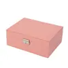 Caja de Joyería de Cuero de Doble Capa, Organizador de Anillos y Pendientes de Gran Capacidad, Nueva Caja de Joyería de Cuero PU de Color Sólido al por Mayor