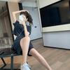Conjunto de Dos Piezas de Moda Elegante para Viajar al Trabajo Diario Mujer Menuda Ropa de Trabajo Pantalones Cortos de Pierna Ancha Traje Deportivo Versátil Casual