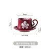 Taza de Café para el Hogar Estilo Retro con Platillo Tazón Alto para Postre Helado Cerámica Alto Valor Juego de Té de la Tarde Bandeja Combinación de Tetera