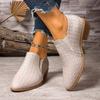 Zapatos Casuales Slip-On Estilo Retro para Mujer 2025 Primavera y Otoño Nueva Moda Versátiles de Punta Puntiaguda Boca Profunda con Tacón Grueso para Mujer