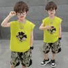 Conjunto de Verano sin Mangas Bordado para Niños 2026 Nuevo Estilo Chaleco Deportivo Atractivo para Niños Conjunto de Dos Piezas para Ropa de Niños de Edad Media y Mayor