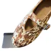 Versão em Pele de Ovelha ~ Novos Sapatos Mary Jane Femininos Retrô com Estampa de Leopardo e Aumento de Altura Escondido, Sapatilhas Planas com Tira Única